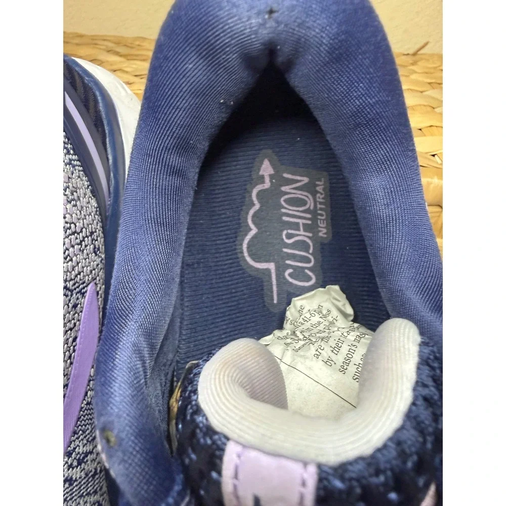 Brooks Ghost 11 Running Shoes Women 9.5 Navy Purple Knit Neutral Cushion 120277